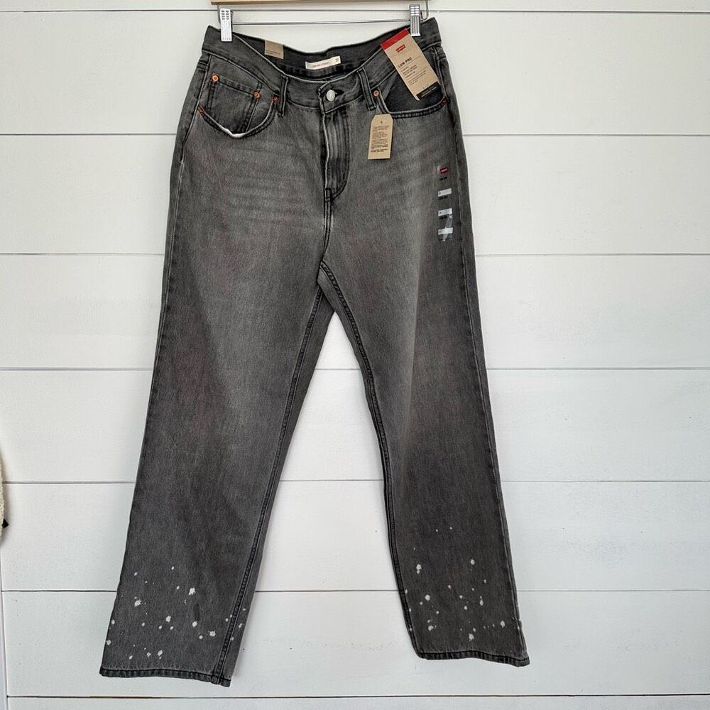 Levi’s Women’s 31 Gray Splatter Low Pro Straight Jeans New NWT
